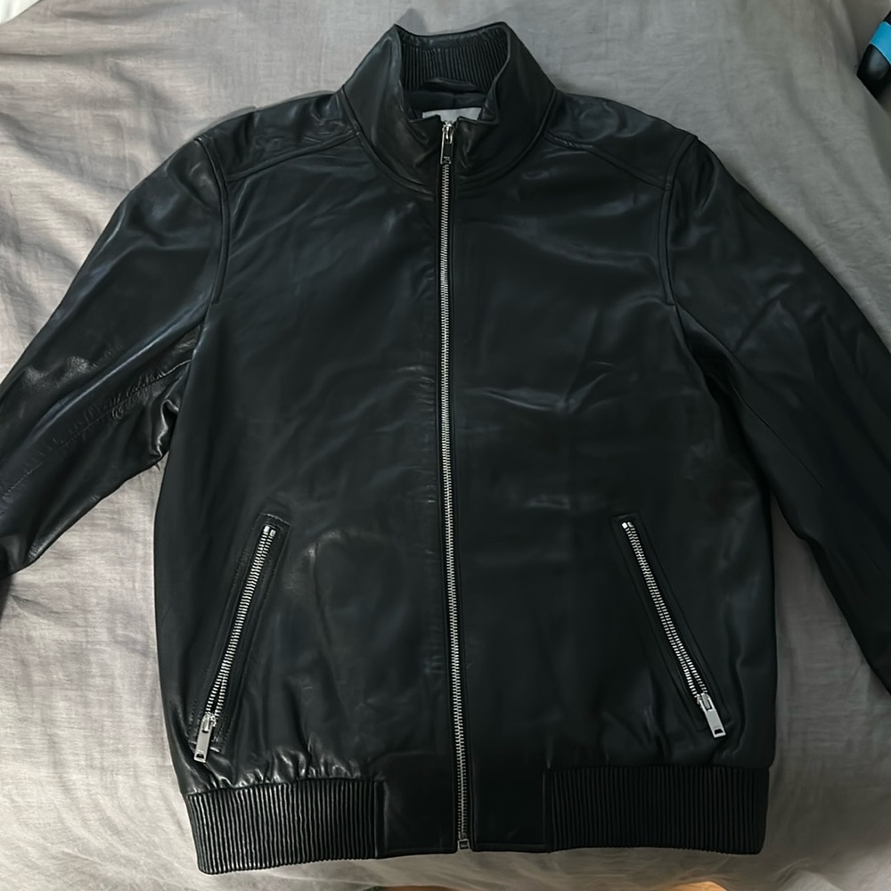Reiss Harris Leather Bomber Jacket